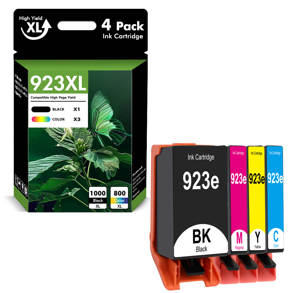 923e 923XL Ink Cartridges with Chip Compatible for HP 923 923XL 4 Pack for OfficeJet Pro 8130 8135 8120 8122 8124 8125 8132 8134 8135 8138 8139 (B/C/M/Y)