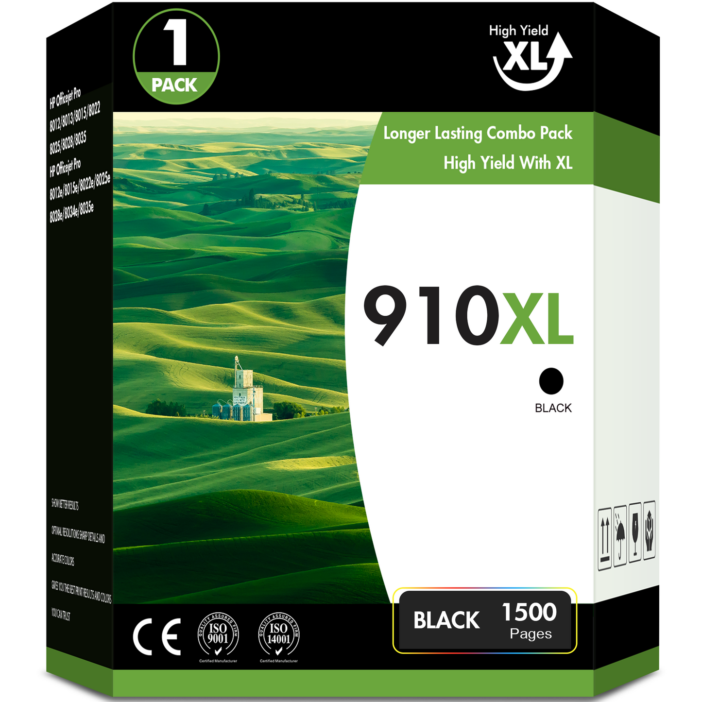 910XL Ink Cartridge Compatible for HP 910 910XL for HP OfficeJet Pro 8020 8024 8025 8028 8035 OfficeJet 8022 8010 8012 8014 8015 8018 Printer Ink High Capactiy (Black, 1-Pack)