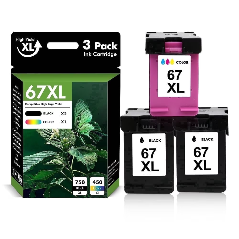 67XL Ink Cartridges 67 Ink Cartridges DeskJet 2755e 2855e 4155e 4255e 6055e 6065e (3 PACK)