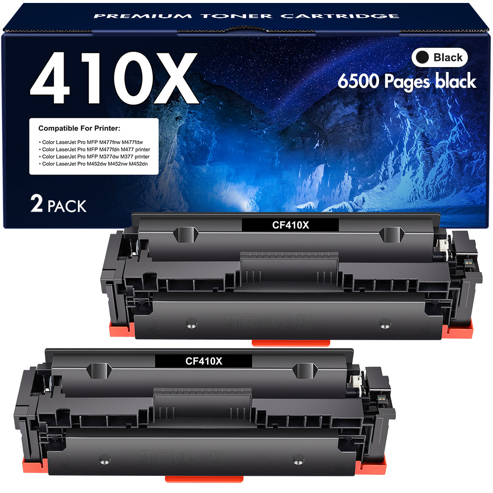 410X Toner Cartridges Compatible for HP 410A 410X CF410X with M477fnw M477fdn M477fdw Color Laserjet Pro MFP M452dn M452nw M452dw M377dw M477 M452 Printer Ink (2 Pack)