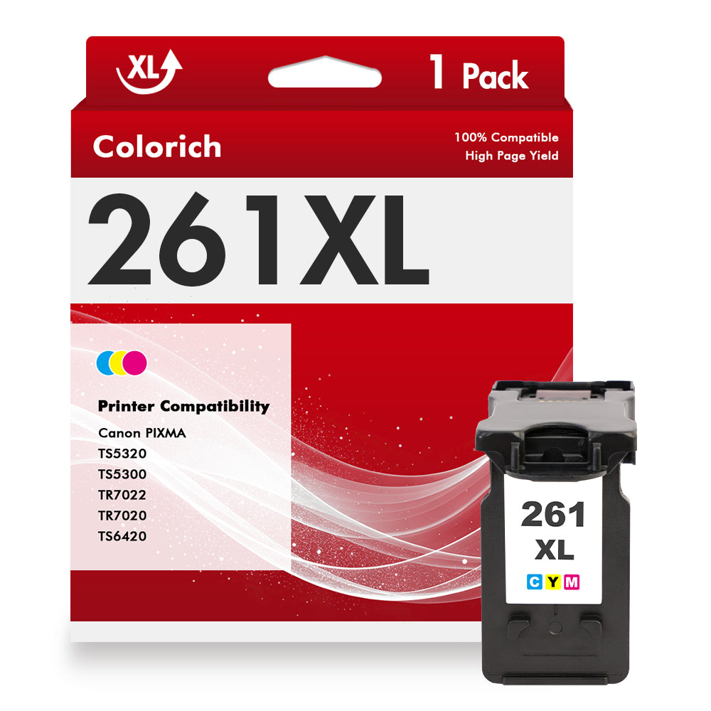 261 261XL Ink Cartridge Compatible for Canon CL-261XL for PIXMA TS6420 TR7020 TS5320 TS5300 TR7022 Printer (1 Pack Tri-color)