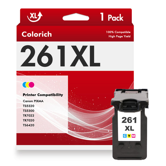 261 261XL Ink Cartridge Compatible for Canon CL-261XL for PIXMA TS6420 TR7020 TS5320 TS5300 TR7022 Printer (1 Pack Tri-color)