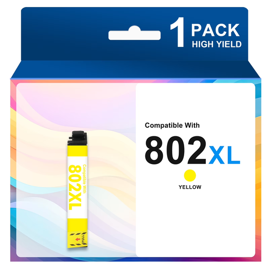 802 802xl Ink Cartridge (1-Pack T802XL, Yellow) Compatible for Epson ink 802 XL 802XL Workforce Pro WF-4730 WF-4720 WF-4734 Printer