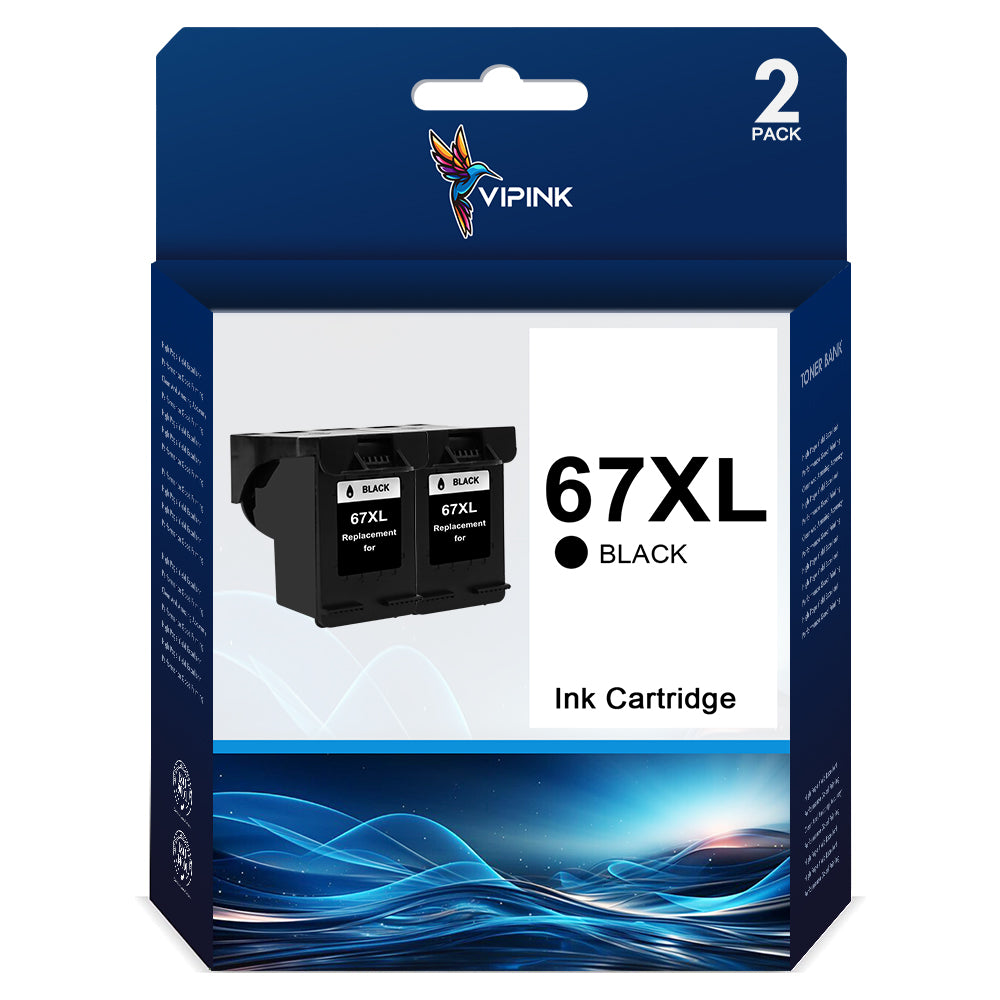 67XL Black Ink Cartridge Compatible for HP 67 67XL Ink Cartridge for DeskJet 2775 2776 2777 2778 2779 6078 6478 Printer (2 Pack)