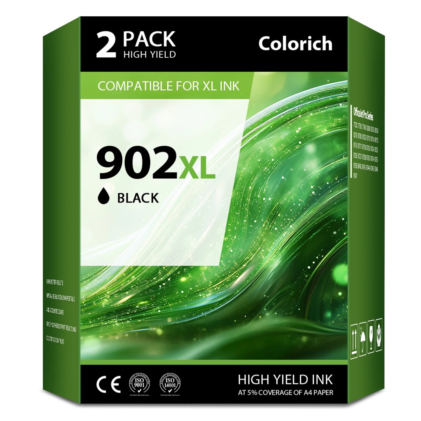 902XL 902 Ink Cartridges Compatible for HP 902 902XL 2 Pack for OfficeJet 6978 6968 6970 6971 6974 6975 6979 6960 6961 6963 6964 6965 6966 6950 series Printer (2 x Black)