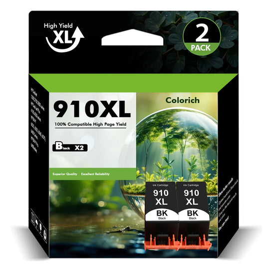 910XL Ink Cartridge Dual Pack Compatible for HP 910XL 910 XL Officejet Pro 8012 8013 8015 8022 8025 8028 8035 8012e 8015e 8022e 8025e 8028e 8034e 8035e Black Printer Ink