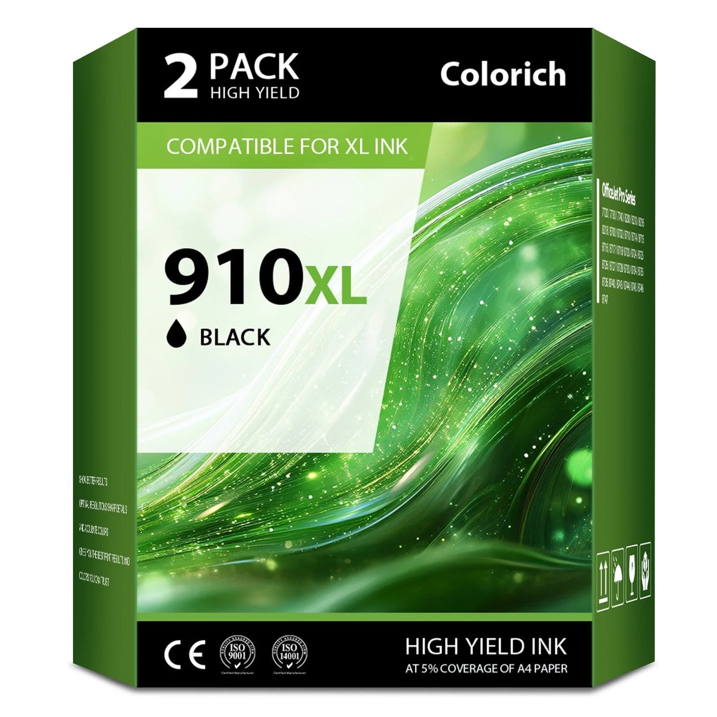 910XL Ink Cartridges 2-Pack Black Compatible for HP 910 910XL Officejet Pro 8012 8013 8015 8022 8025 8028 8035 8012e 8015e 8022e 8025e 8028e 8034e 8035e Printer