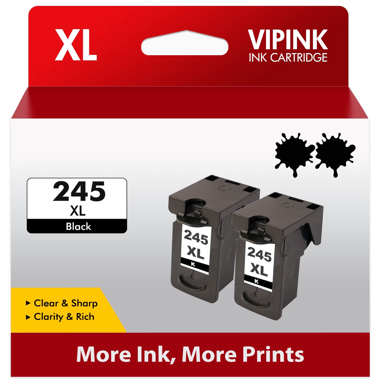 245XL Ink Cartridges Compatible for Canon 245 XL Black PGI245 PG245 PG-245 XL Ink (2 Pack) use for MX490 MX492 MG2522 TS3100 TS3122 TS3300 TS3322 TR4500 TR4520 TR4522 Printer