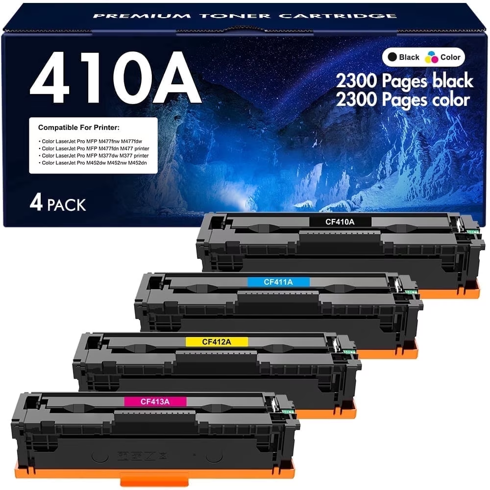 VIPink 410A Toner Cartridges Compatible for HP 410A 410X CF410A CF410X M477fnw Color Laserjet MFP M477fdw M477fdn M452dn M452nw M477 M452 M377 Printer Ink, Pack of 4