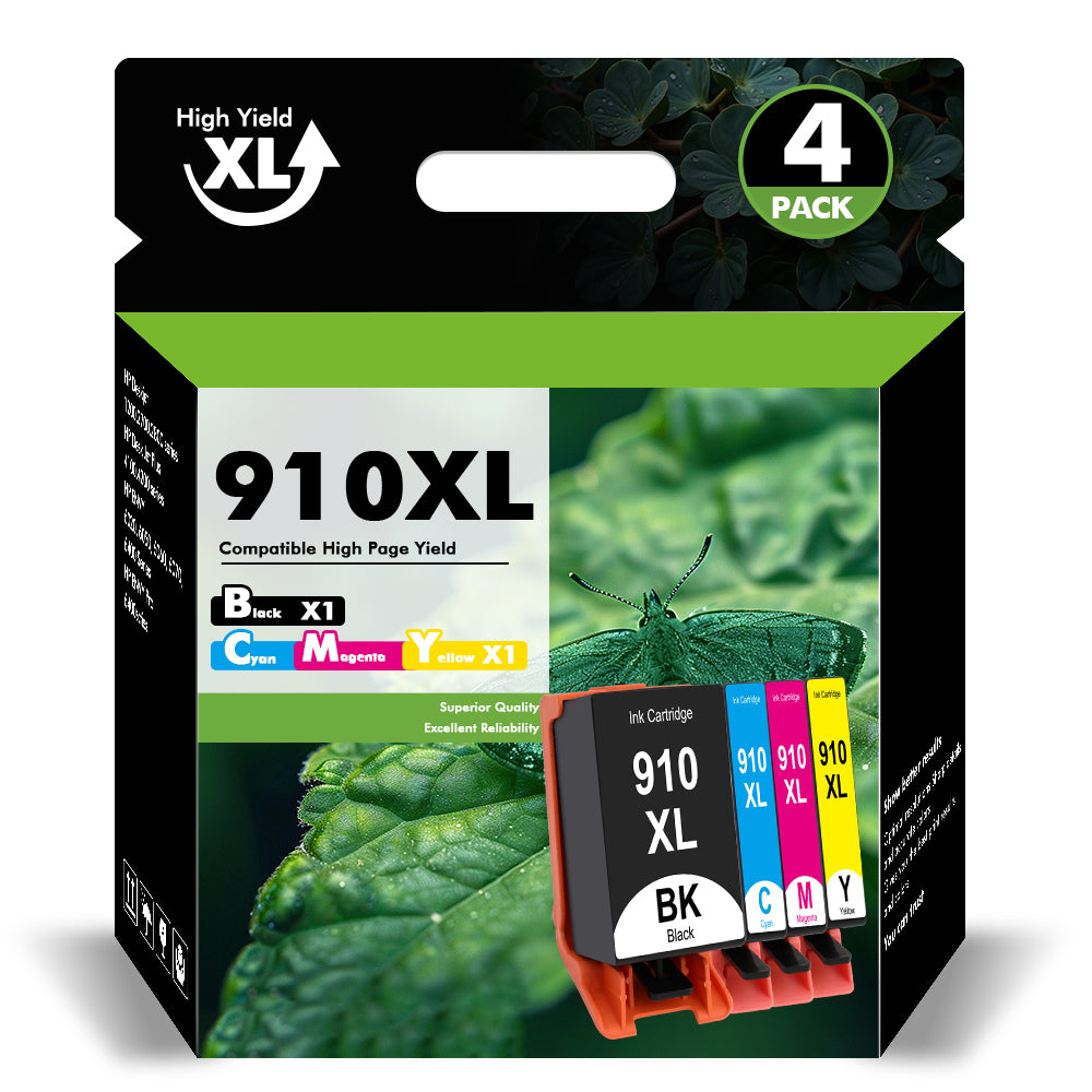 910XL Ink Cartridges Compatible for HP 910XL Printer Ink Combo Pack for HP OfficeJet Pro 8020 8025 8028 8035 8030 8030 8010 8015 8018 8022 Printer (Black, Cyan, Magenta, Yellow,4-Pack)