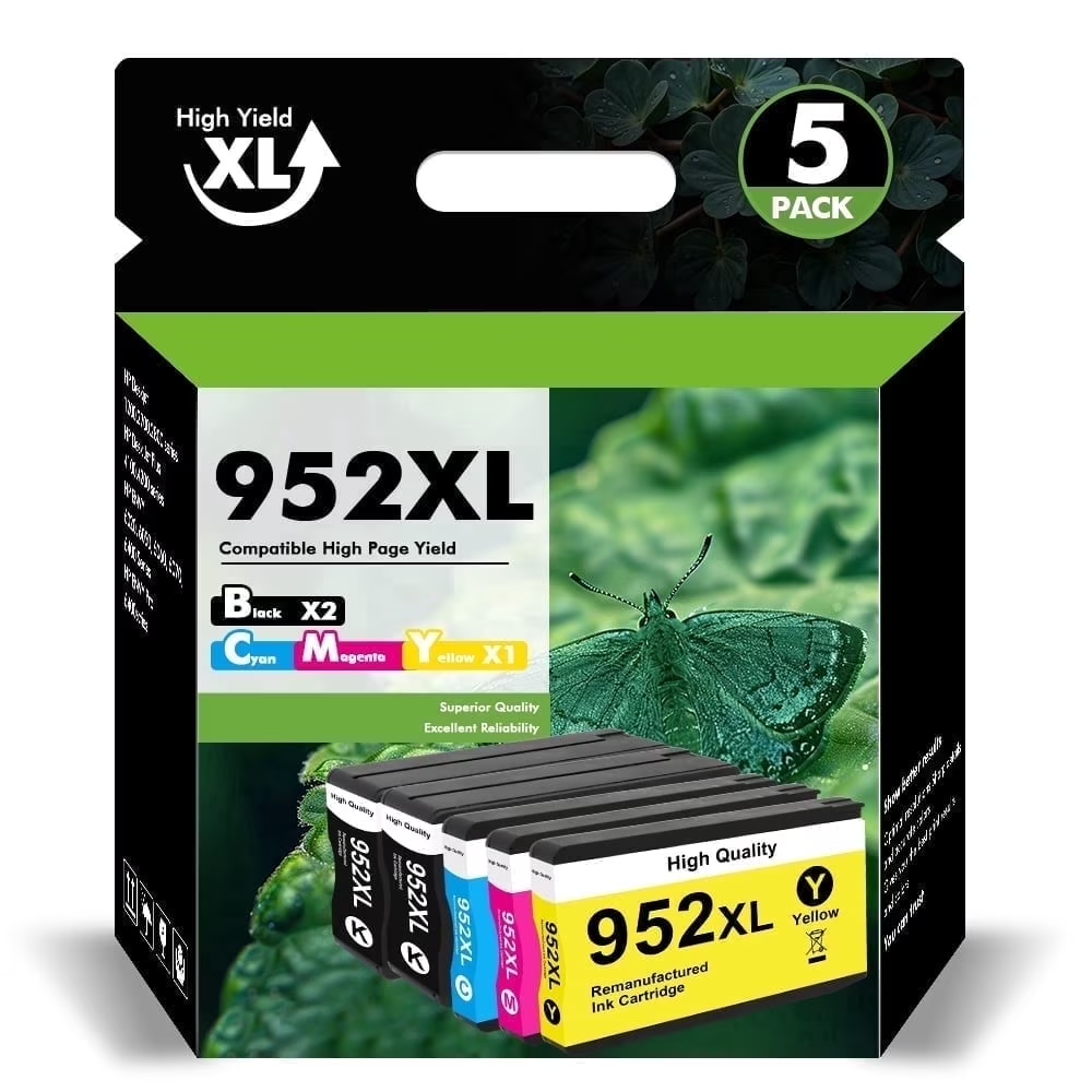 952 952XL Ink Cartridges Compatible for 952XL 952 Ink Combo Pack for OfficeJet Pro 8710 7740 8720 8210 8715 8702 7720 8730 8740 8216 8725 8700 (5 Pack, 2B, 1C, 1M, 1Y)