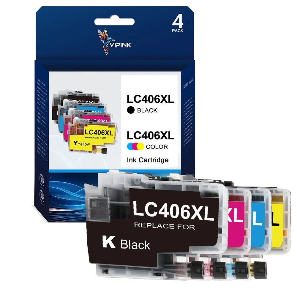 LC406 LC406XL Ink Cartridge Compatible for Brother LC406 LC-406 LC406XL Brother MFC-J4535DW MFC-J4335DW MFC-J5855DW MFC-J6555DW MFC-6955DW Printer Black/Cyan/Magenta/Yellow 4PACK