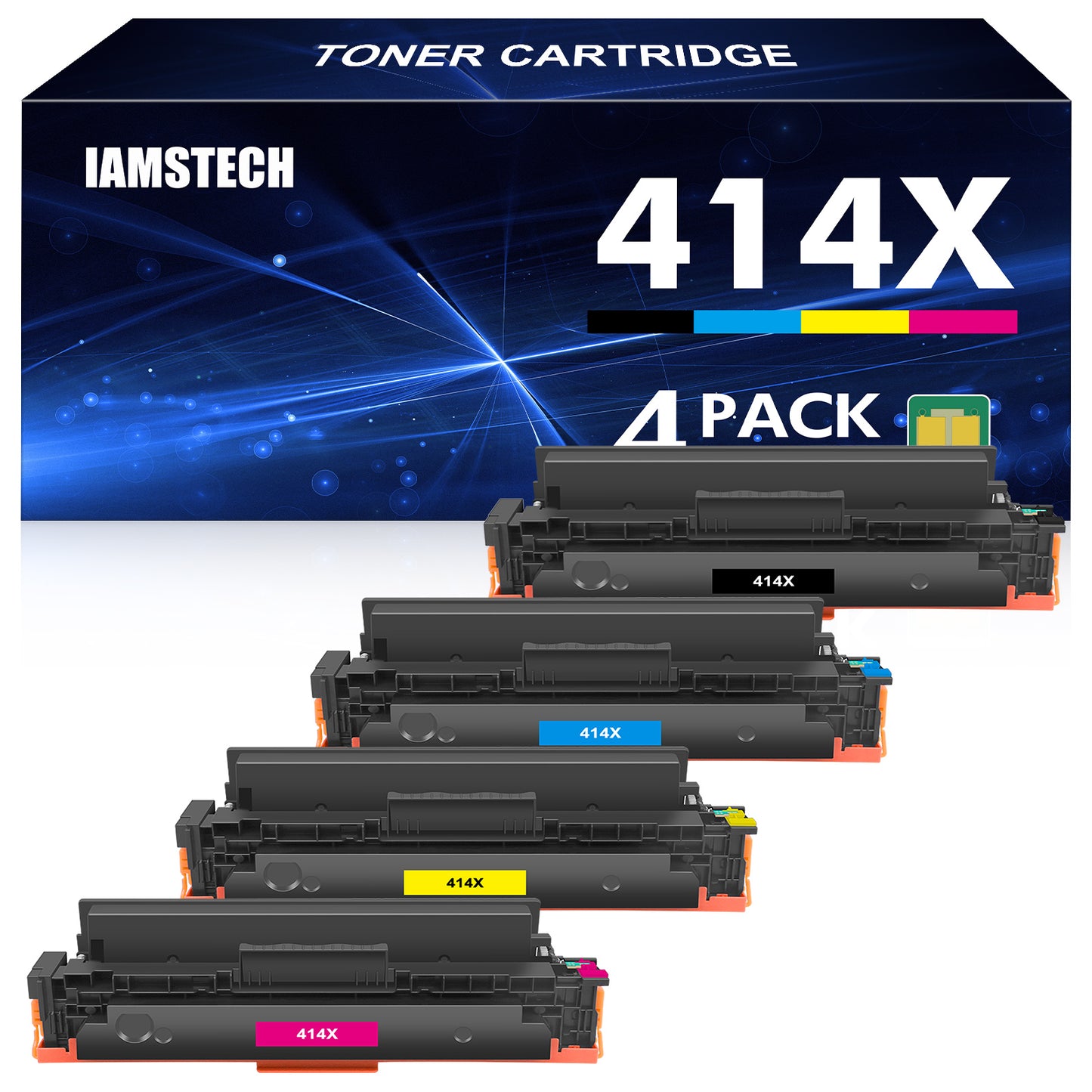 414X Toner Cartridges 4-Pack High Yield with Chip Compatible for 414X 414A Color LaserJet Pro MFP M479 M479fdw M479fdn M454 M454dn M454dw Enterprise MFP M480f (Black, Cyan, Magenta, Yellow)