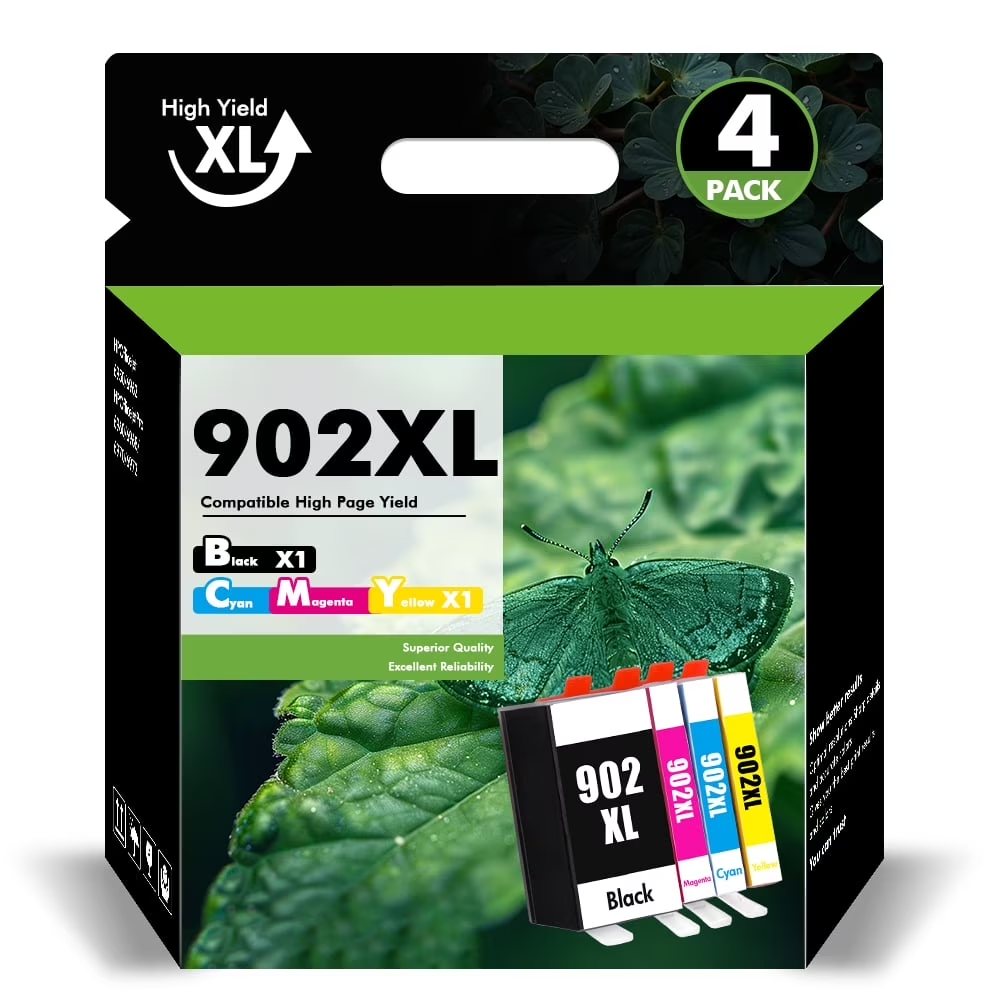 902 XL Ink Cartridge Compatible for HP 902XL Ink Cartridges 902 Use with Officejet Pro 6978 6960 6958 6970 6968 6962 6975 6950 6954 Printer (Blakc, Cyan,Magenta,Yellow)