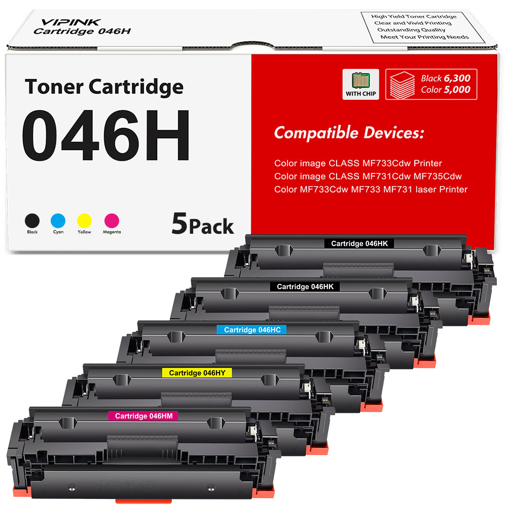 046H Toner Cartridges 046 Compatible for Canon 046H CRG 046 for ImageCLASS MF731Cdw MF733Cdw MF735Cdw LBP654Cdw Printer Ink 5-Pack (2*Black Cyan Magenta Yellow)