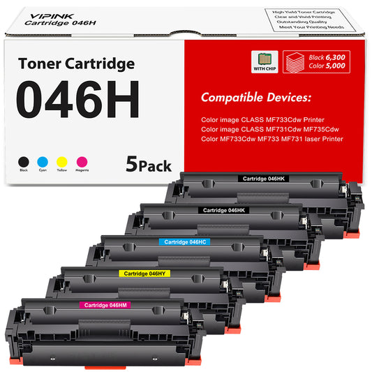 046H Toner Cartridges 046 Compatible for Canon 046H CRG 046 for ImageCLASS MF731Cdw MF733Cdw MF735Cdw LBP654Cdw Printer Ink 5-Pack (2*Black Cyan Magenta Yellow)