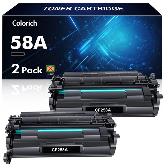 58A Toner Cartridges Black (NO-CHIP) Compatible for HP 58A CF258A 58X CF258X 258A M404n M404dn M406dn M428fdn M428fdw M428dw M430f M404 M428 Printers | 2-Pack
