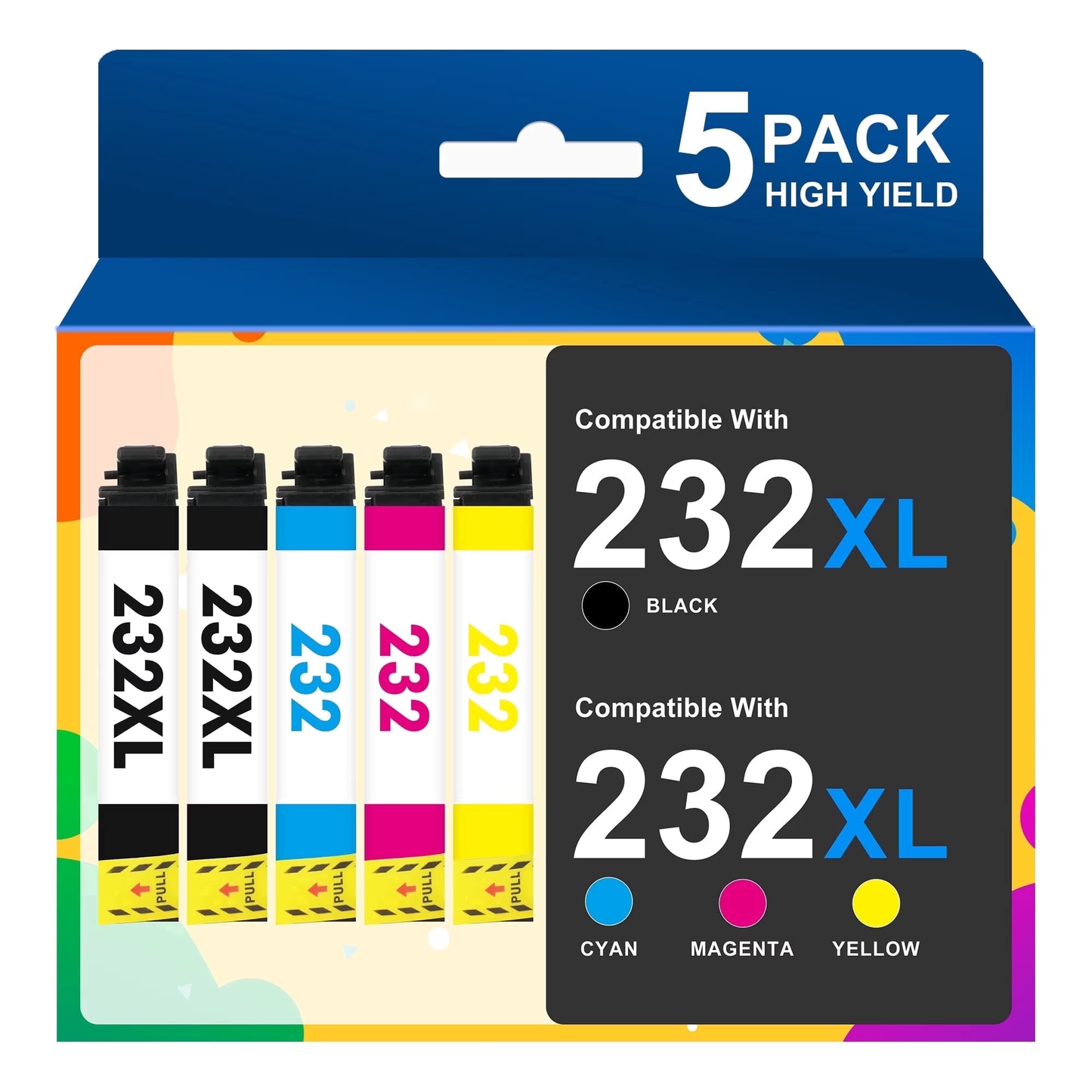 232 Ink Cartridges 5 PACK Compatible for Epson 232 232XL T232XL T232 Ink for XP-4200 XP-4205 WF-2930 WF-2950 XP4200 XP4205 WF2930 WF2950 Printers | 232 XL Black,Cyan,Magenta,Yellow