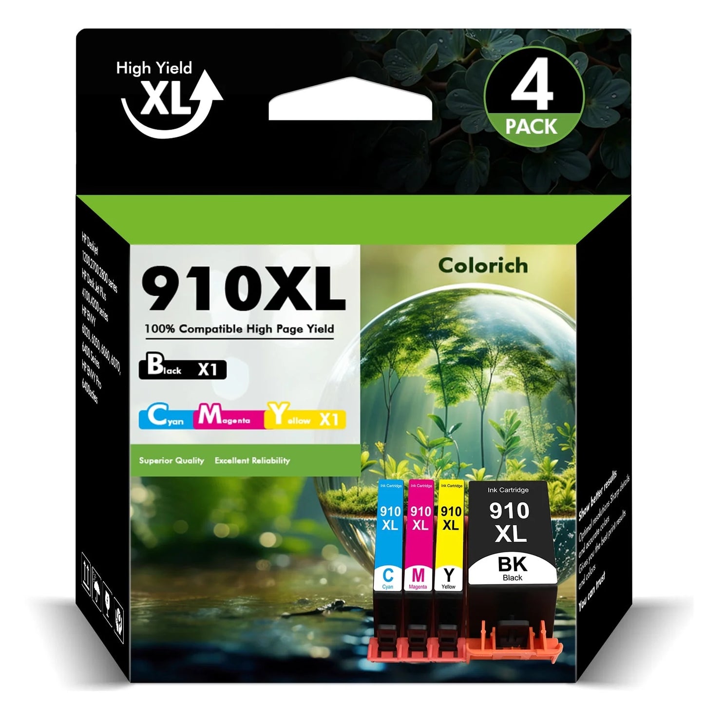 910XL Ink Cartridge Compatible for HP 910 XL 910XL Officejet Pro 8012 8013 8015 8022 8025 8028 8035 8012e 8015e 8022e 8025e 8028e 8034e 8035e Printer Combo Pack | Black,Cyan,Magenta,Yellow