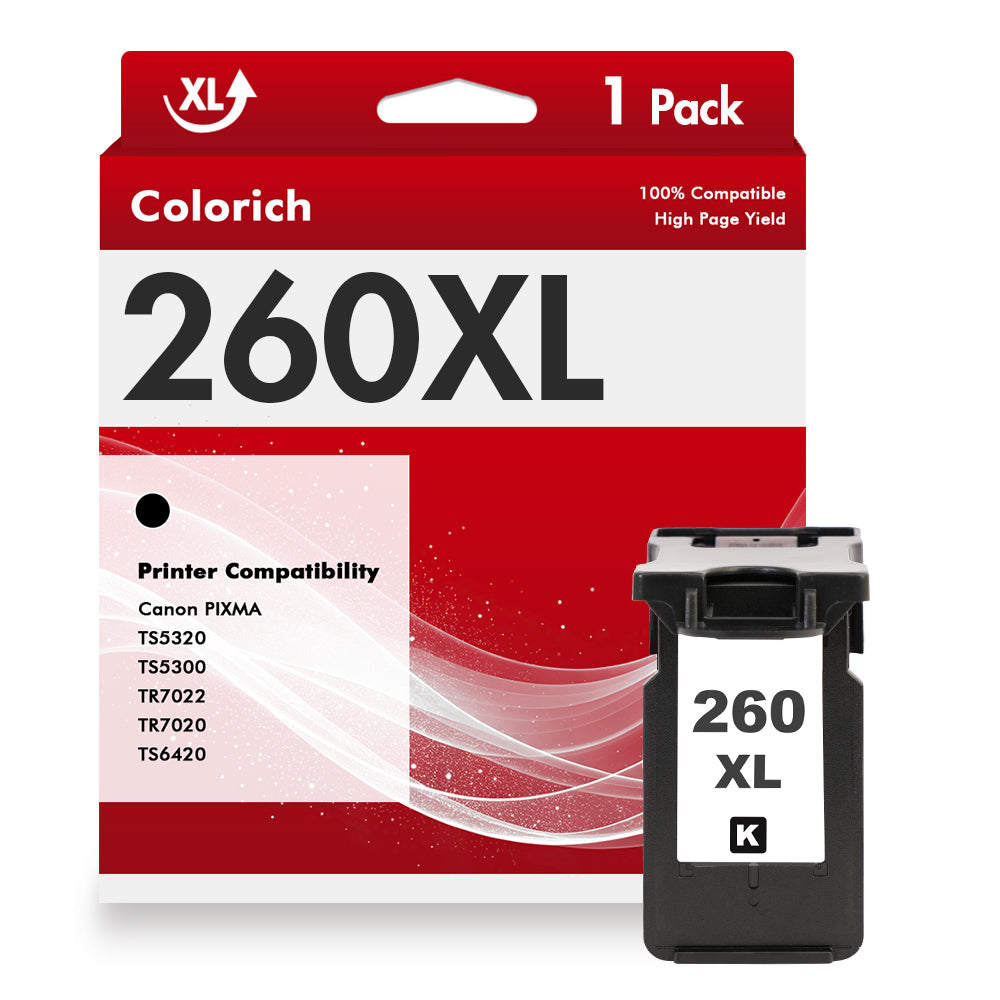 260 260XL Ink Cartridge Compatible for Canon PG-260XL for PIXMA TS6420 TR7020 TS5320 TS5300 TR7022 Printer (1 Pack Black)