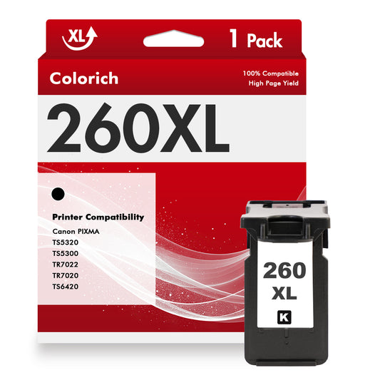 260 260XL Ink Cartridge Compatible for Canon PG-260XL for PIXMA TS6420 TR7020 TS5320 TS5300 TR7022 Printer (1 Pack Black)