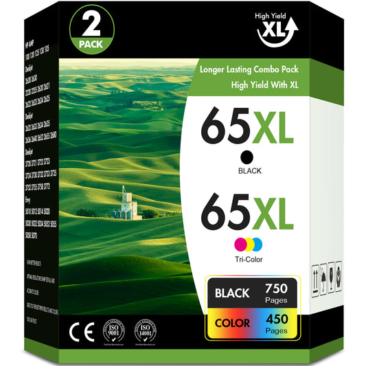 65XL Ink Cartridge Compatible for HP 65 XL Ink Cartridge Combo Pack for DeskJet 3755 3772 Envy 5055 5052 Printer Ink 65 (2 Pack)