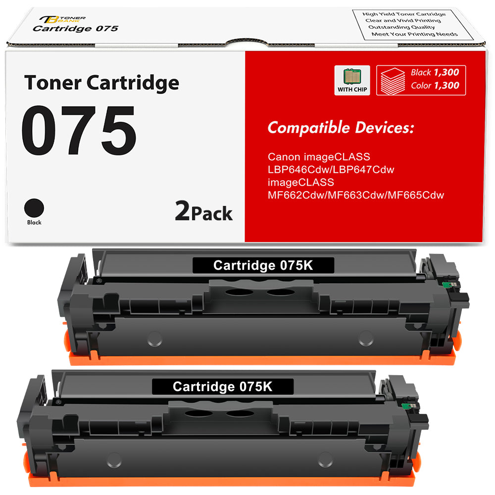 Vipink 075 075H Toner Cartridge High Page With Chip Compatible for Canon 075 075H Toner Cartridge for Canon imageCLASS LBP646Cdw LBP647Cdw imageCLASS MF663Cdw MF665Cdw Printer (Black 2-pack)