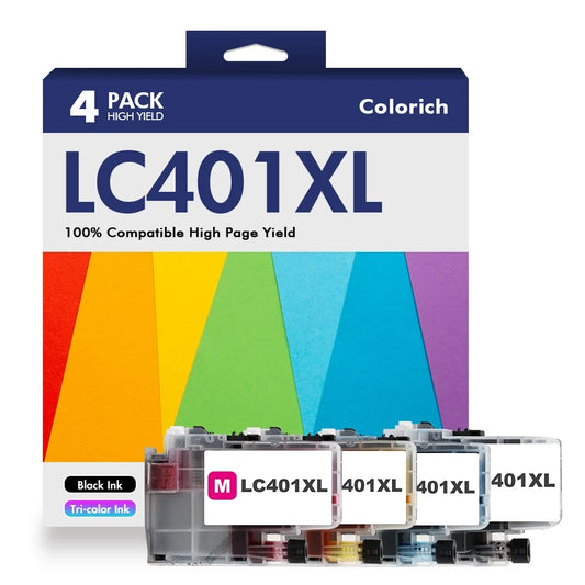 LC401XL LC401 Ink Cartridges Compatible for Brother MFC-J1010DW Printer 401XL LC 401 for MFC-J1010DW MFC-J1170DW MFC-J1012DW MFC-J1800DW MFC J1010DW (4 Pack High Yields Black Cyan Magenta Yellow)