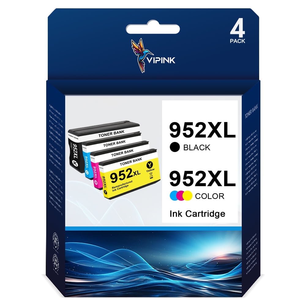 952XL Ink 4-Pack Compatible ink Compatible for HP 952 XL Ink Cartridges Use with HP Officejet Pro 8710 8720 7740 7720 8200 8700 8740 8725 8702 8216 8218 Printer (Blakc,Cyan,Magenta,Yellow)