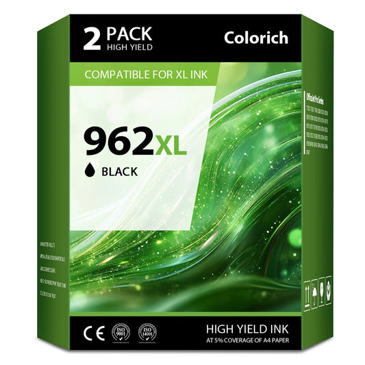 962XL Ink Cartridge 2-Pack Black Compatible for HP962XL Works with OfficeJet Pro 9015e 9015 9010 9022e Series Printer
