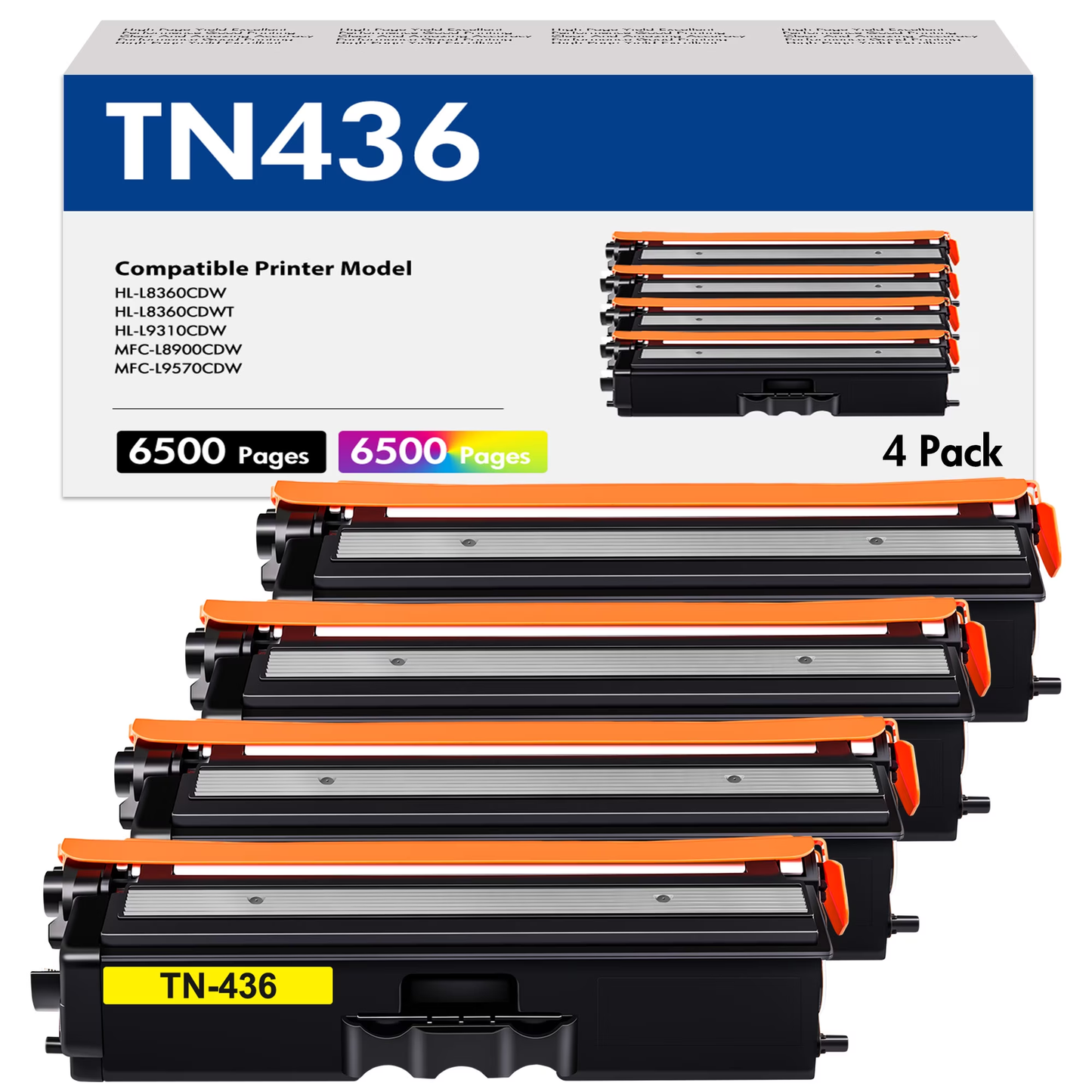 TN436 Toner Cartridge Compatible for Brother TN436 TN-436BK TN433 TN431 HL-L8360CDW L8360CDWT MFC-L8900CDW L9570CDW L9310CDW Printer (Black Cyan Magenta Yellow)