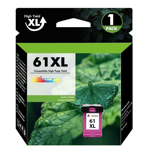 61 Ink Cartridge Tri-color Compatible for HP 61XL Color Ink for Envy 4500 5530 4502 Officejet 4630 4635 DeskJet 1000 1010 2050 2510 Printer (1-Pack)