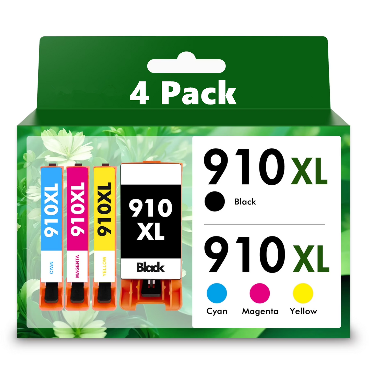 910XL Ink Cartridge Compatible for HP 910 Ink Cartridge, Work for OfficeJet Pro 8020 8025, 4-Pack Combo Printer Ink (Black, Cyan, Magenta, Yellow)
