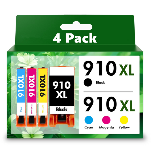 910XL Ink Cartridge Compatible for HP 910 Ink Cartridge, Work for OfficeJet Pro 8020 8025, 4-Pack Combo Printer Ink (Black, Cyan, Magenta, Yellow)