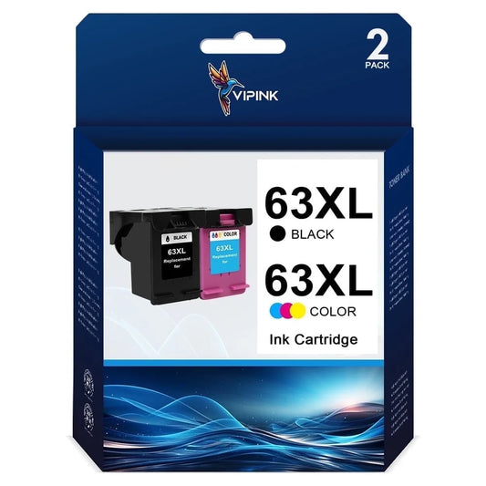 63xl Ink Cartridge for 63 Ink Cartridges Black and Tri-Color for Officejet 3830 4650 5255 5258 4655 5252 Envy 4520 4512 Printer (2 Pack)