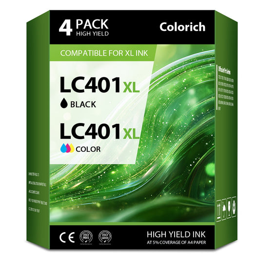 LC401XL LC401 MFC-J1010DW Ink Cartridges for Brother Printer 401XL LC 401 4-Pack High Yields for MFC-J1010DW MFC-J1170DW MFC-J1012DW MFC-J1800DW MFC J1010DW (Black, Cyan, Magenta, Yellow)