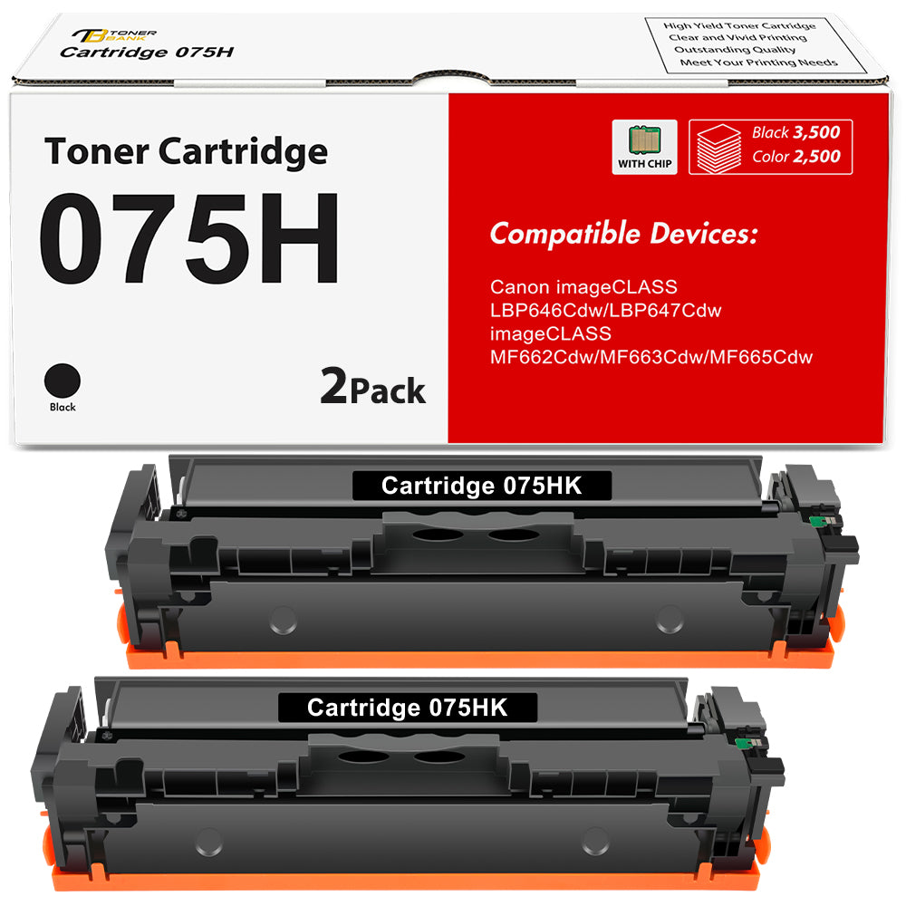 Vipink 075H 075 Toner Cartridge High Page With Chip Compatible for Canon 075H 075 Toner Cartridge for Canon imageCLASS LBP646Cdw LBP647Cdw imageCLASS MF663Cdw MF665Cdw Printer (Black 2-pack)