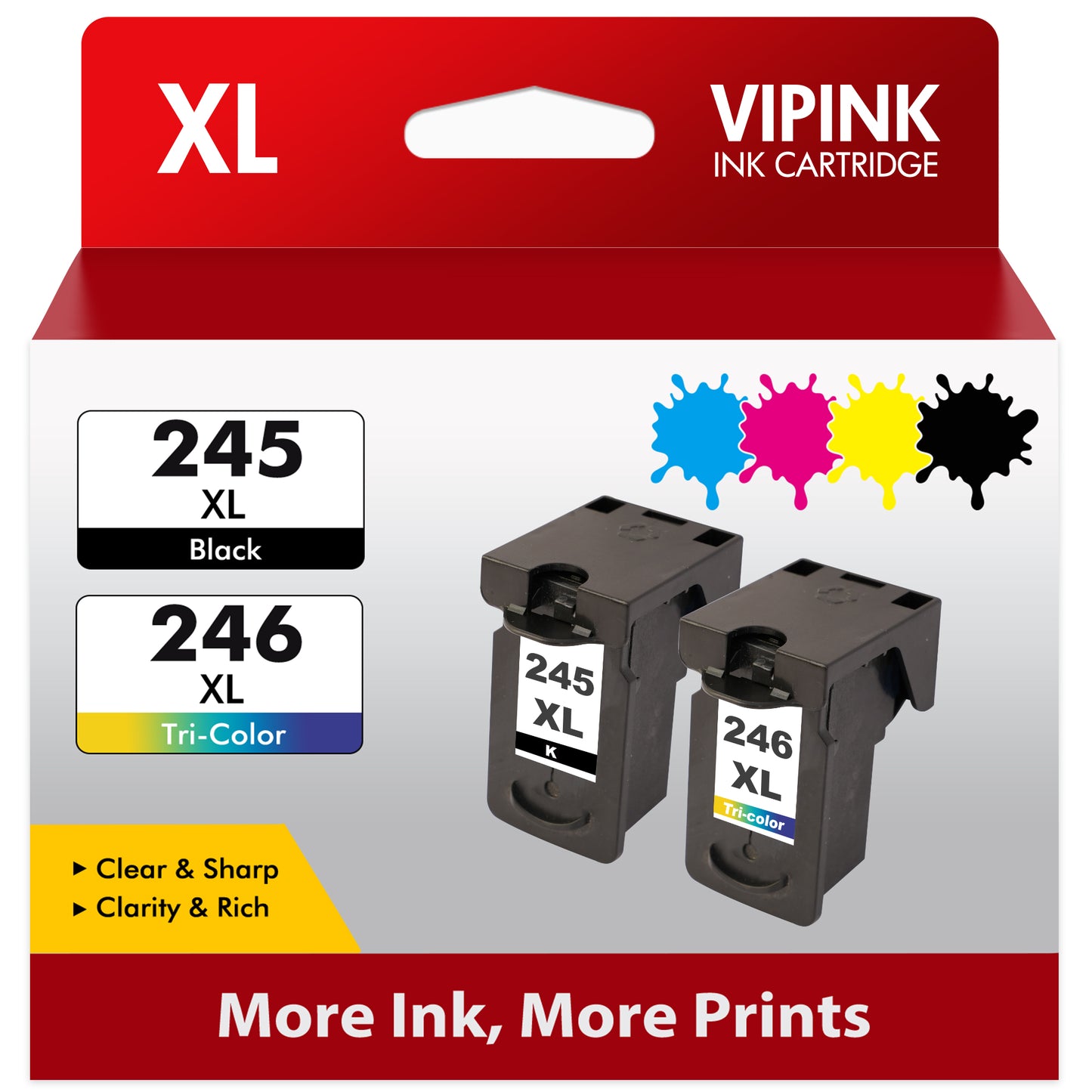 245XL 246XL Ink Cartridge Black and Color Combo Pack Compatable for Canon PG-245 CL-246 245XL 246XL Used with PIXMA MX490 MX492 PIXMA MG2522 TS3100 PIXMA TR4500 TR4520 TR4522 Printers