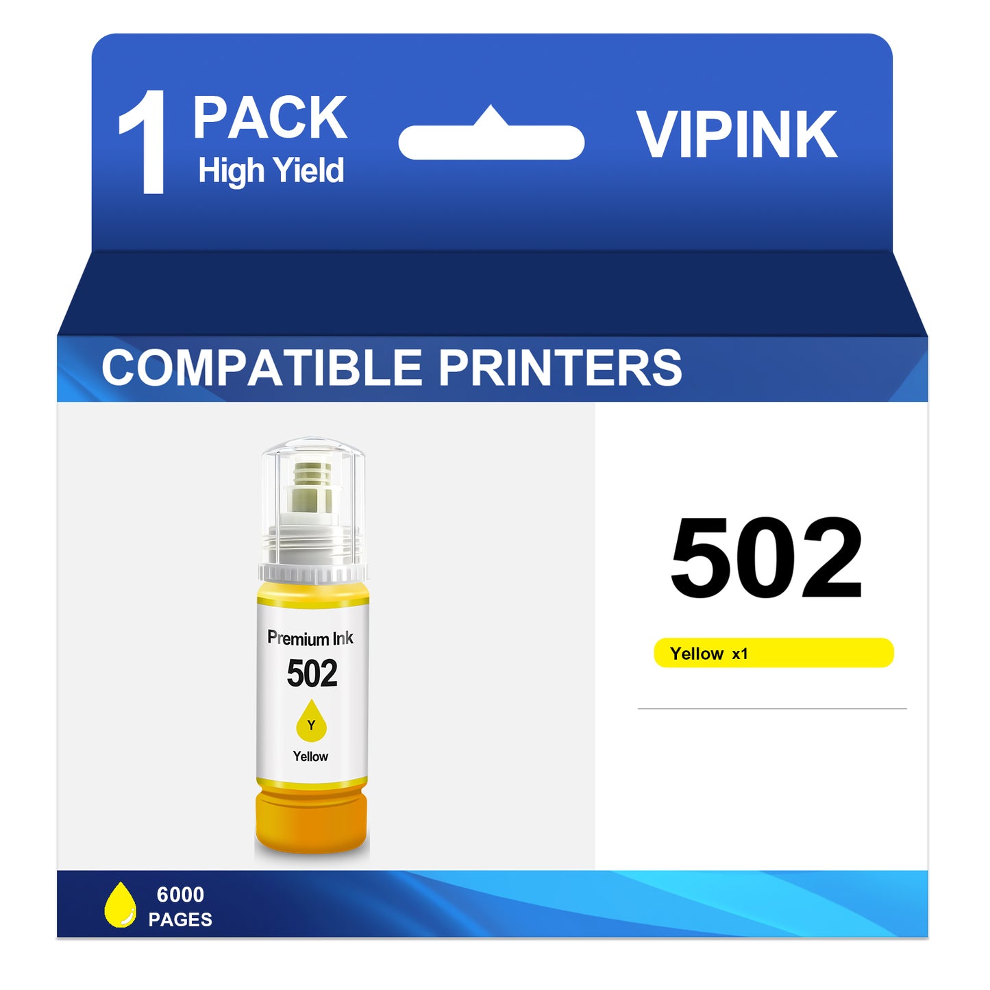 502 Ink Bottle Compatible with Epson 502 Ink Bottles for EcoTank ET-4760 3850 Printer(Yellow, 1 Pack)