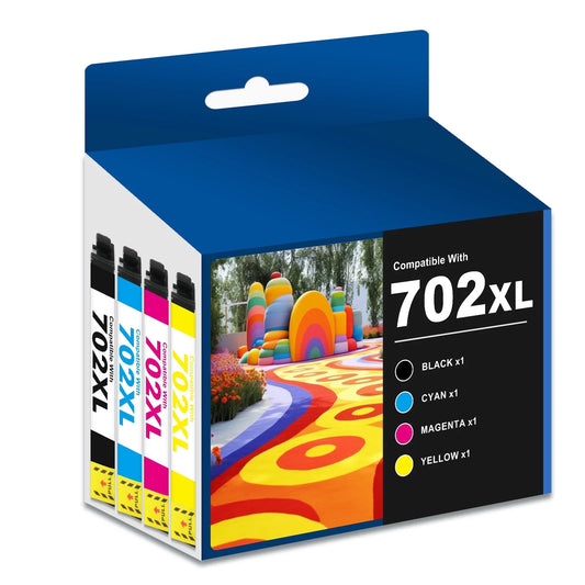 Colorich 702XL Ink Cartridges Replacement for Epson 702 Ink Cartridges Combo Pack Compatible for Epson Ink 702 T702XL for Workforce Pro WF-3720 WF-3730 WF-3733 WF-3725 (4-Pack)