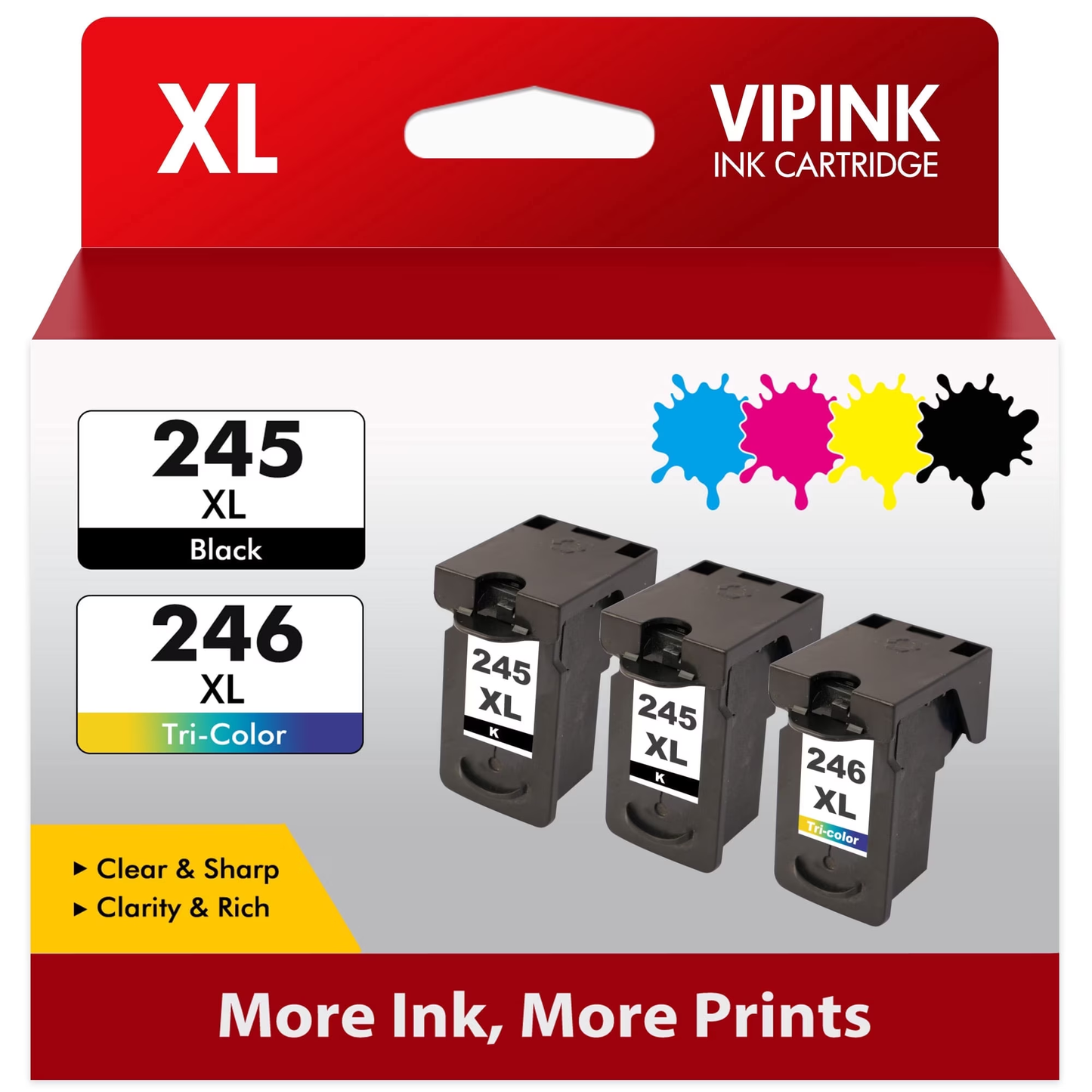 245XL 246XL Ink Cartridges 3 pack Compatable for Canon 245XL 246XL for PIXMA MG2522 2520 TS3122 MX490 492 TR4520 Printers