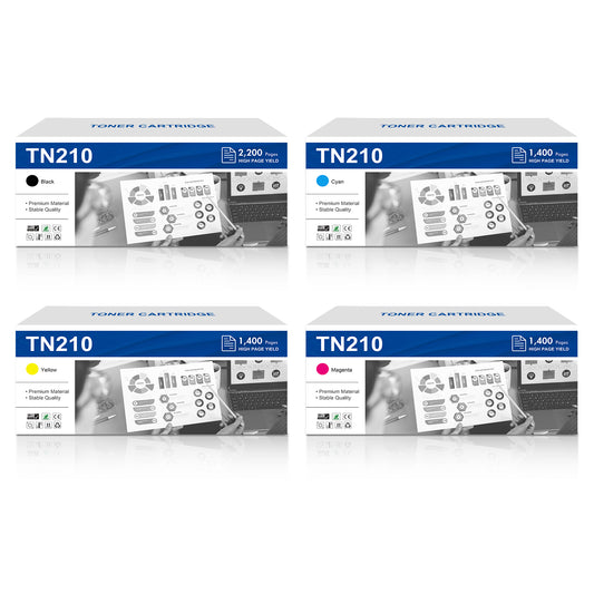 TN210 TN-210 Toner Cartridge Compatible for Brother TN210 TN-210BK/C/M/Y TN210BK for HL-3045CN HL-3070CW MFC-9010CN MFC-9320CW MFC-9325CW HL-3040CN Printer Ink (4-Pack)