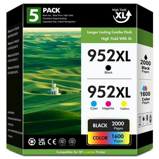 952 952XL Ink Cartridges Compatible for 952XL 952 Ink Combo Pack for OfficeJet Pro 8710 7740 8720 8210 8715 8702 7720 8730 8740 8216 8725 8700 (5 Pack, 2B, 1C, 1M, 1Y)