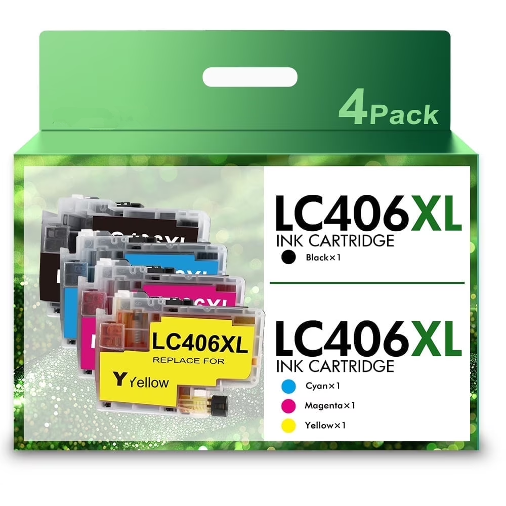 LC406XL Ink Cartridges Compatible for Brother LC406 XL Ink Cartridges Combo Pack LC 406XL for Brother MFC-J4335DW MFC-J4535DW MFC-J5855DW MFC-J6555DW MFC-6955DW Printer, 4 Pcs
