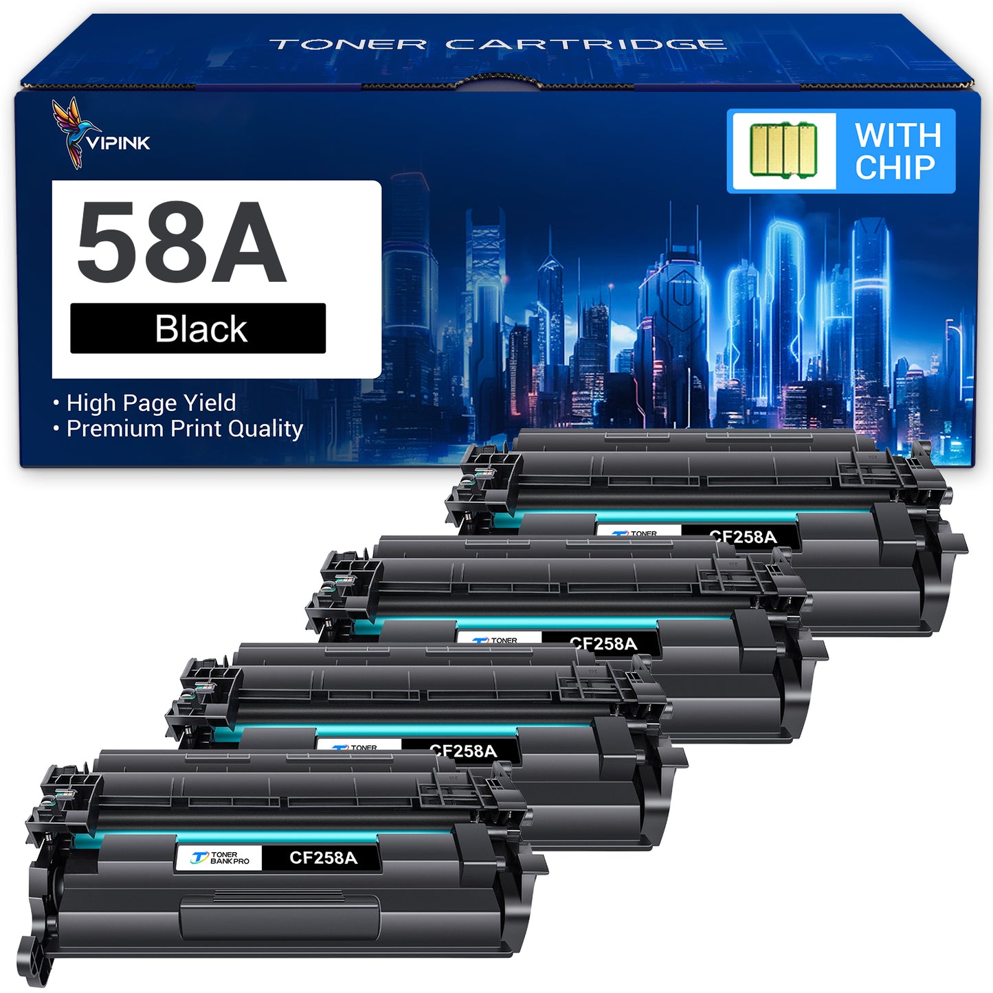 58A Toner Cartridge Black (with Chip) CF258A Compatible for HP 58A CF258A 58X CF258X HP Laserjet Pro M404dn M404n MFP M428fdw M404dw M428dw M428fdn M404 M428 M430 M406 Series Printer Ink