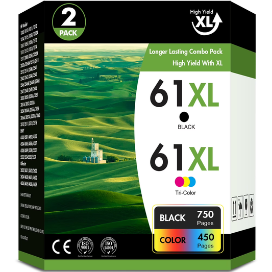 61XL Ink Cartridges for Printer 61 Ink Cartridge Compatible for HP 61 Ink Cartridge Combo Pack Work with HP Envyw 4500 4501 Deskjet 2541 2-Pack Black and Tri-Color