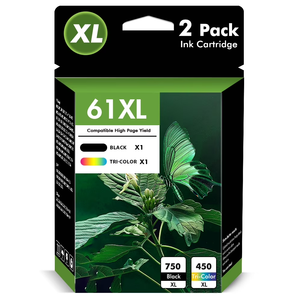 61 Ink Compatible for HP 61 Ink Cartridge Combo Pack for HP Printer Ink 61 for Envy 4500 4502 5530 (Black Tri-Color)