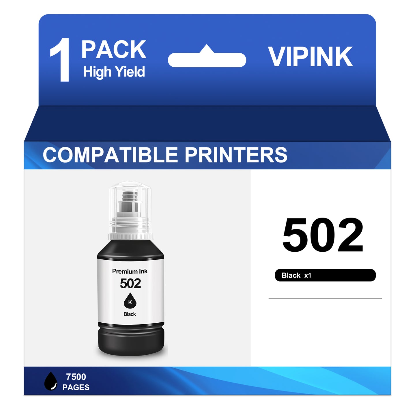 502 Ink Bottle Compatible with Epson 502 Ink Bottles for EcoTank ET-4760 3850 Printer(Black, 1 Pack)