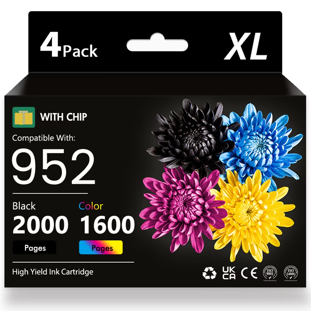 952 XL Ink Cartridge 4 Pack Compatible for HP 952 Ink 952XL for Officejet Pro 7740 8710 8720 8715 8210 Printer Ink 952 Combo pack