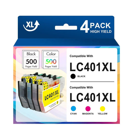 VIPink LC401XL Ink Cartridge for Brother LC401 LC401XL Ink for Brother MFC-J1010DW MFC-J1012DW MFC-J1170DW Printer (Black Cyan Magenta Yellow, 4 Pack)